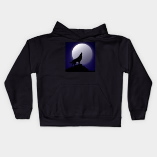 Wolf howling in the night Kids Hoodie